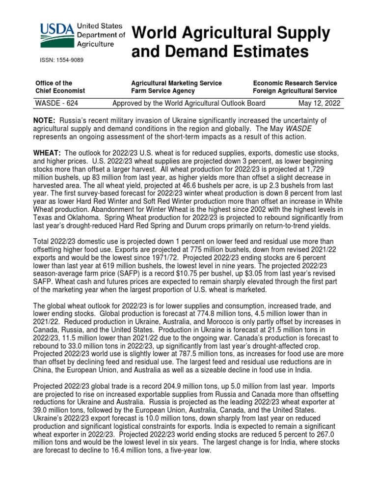 November 2023 WASDE Report Summary | PDF | Wheat | Soybean