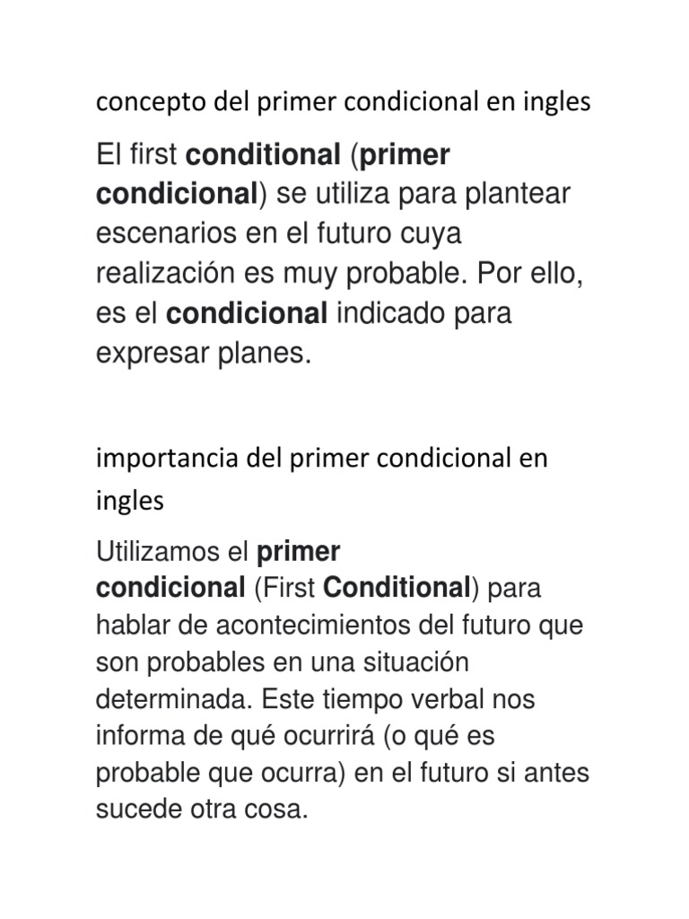 Concepto Del Primer Condicional en Ingles PDF