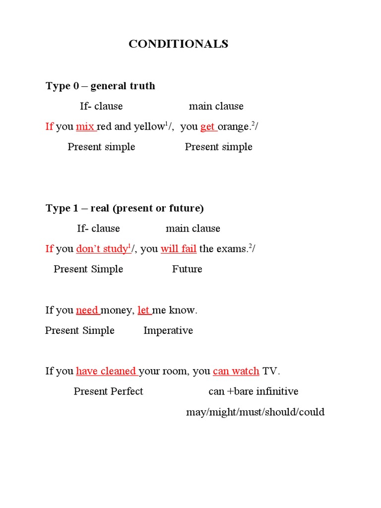 Conditionals: Type 0 - General Truth | PDF | Language Arts & Discipline
