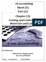 Cost Accounting Sheet (5) Part (2) Chapter (3) Costing and Control of Materials and Labor