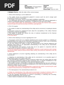 Auditing Theory 3rd Examination (Answer Key)