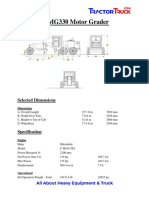 Mitsubishi MG330 Motor Grader: Selected Dimensions