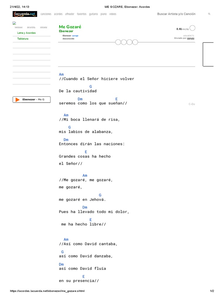 ME GOZARE, Ebenezer - Acordes | PDF