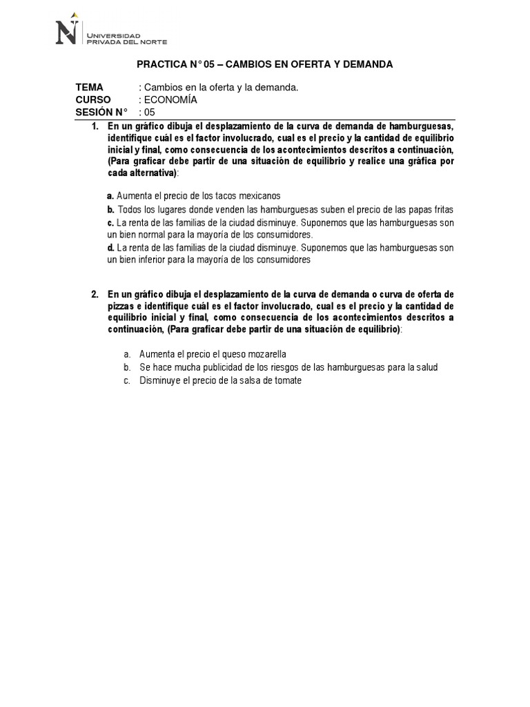 Cambios en Oferta y Demanda Económica | PDF | Finanzas y dinero | Derecho