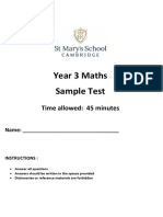 Year 3 Maths Sample Test: Time Allowed: 45 Minutes