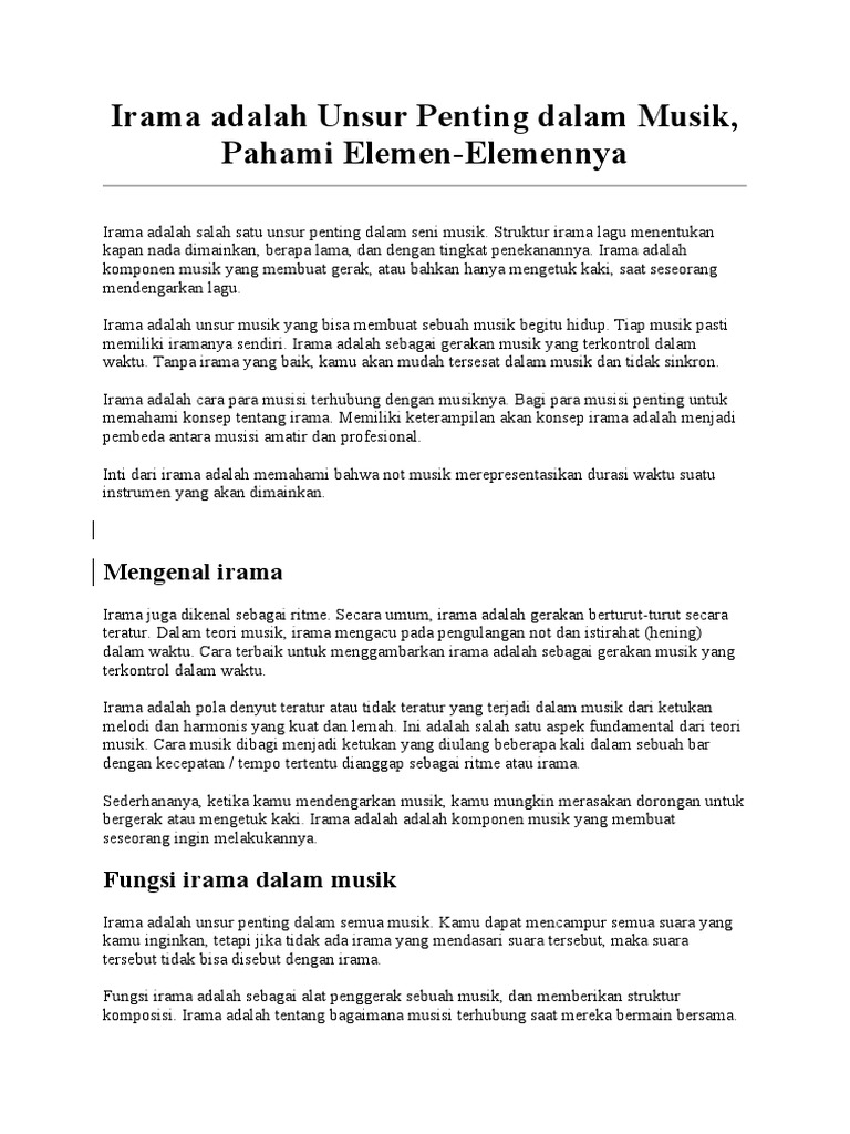 Irama musik dalam kehidupan sehari-hari