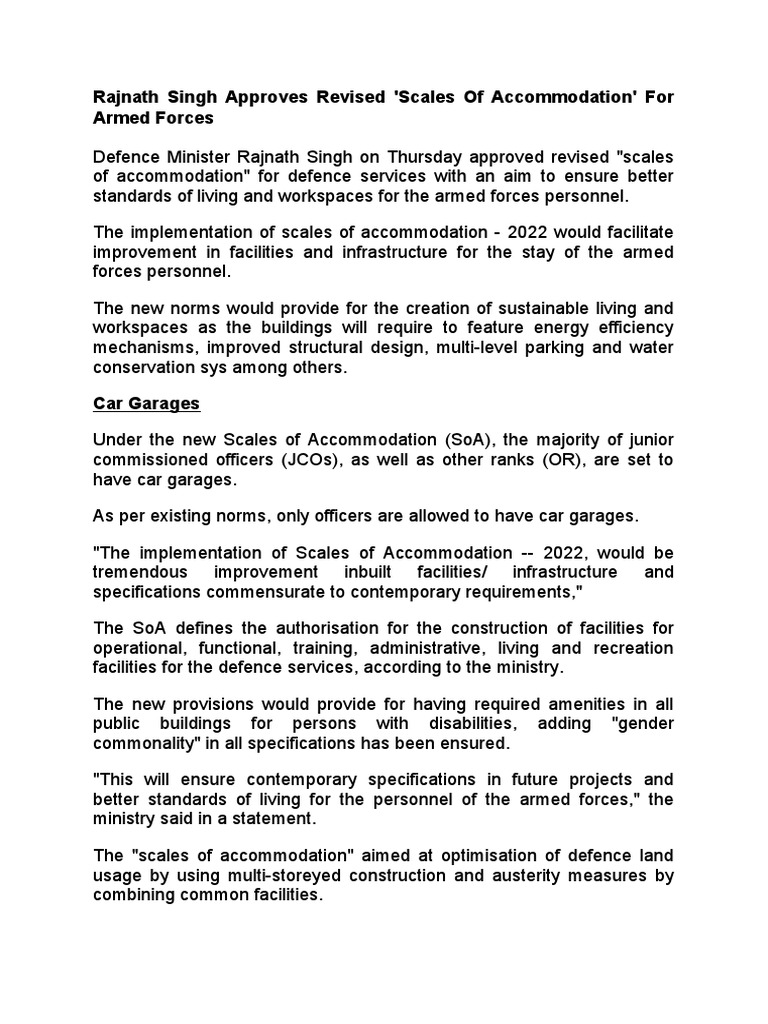 Rajnath Singh Approves Revised 'Scales of For Armed