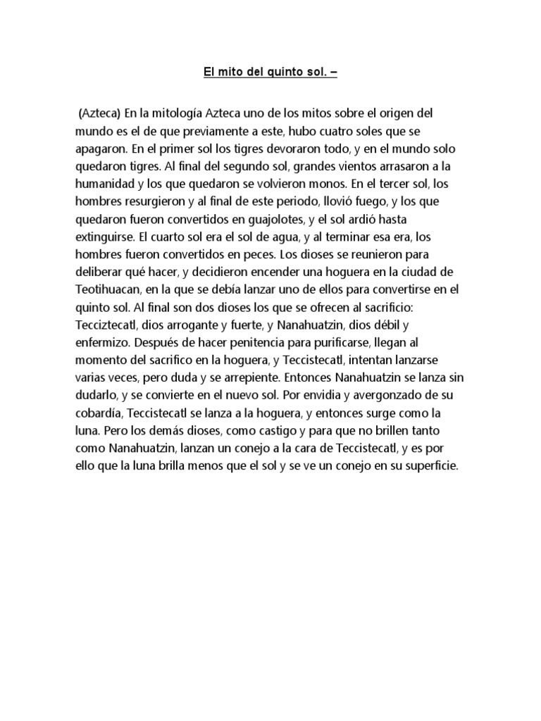 El Mito Del Quinto Sol PDF