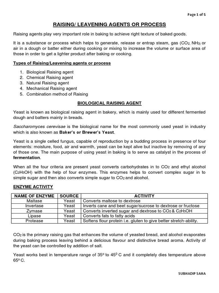 Understanding Raising Agents in Baking | PDF | Baking Powder | Yeast