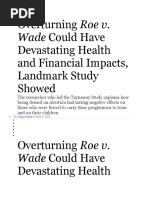 Wade Could Have: Overturning Roe v. Devastating Health and Financial Impacts, Landmark Study Showed
