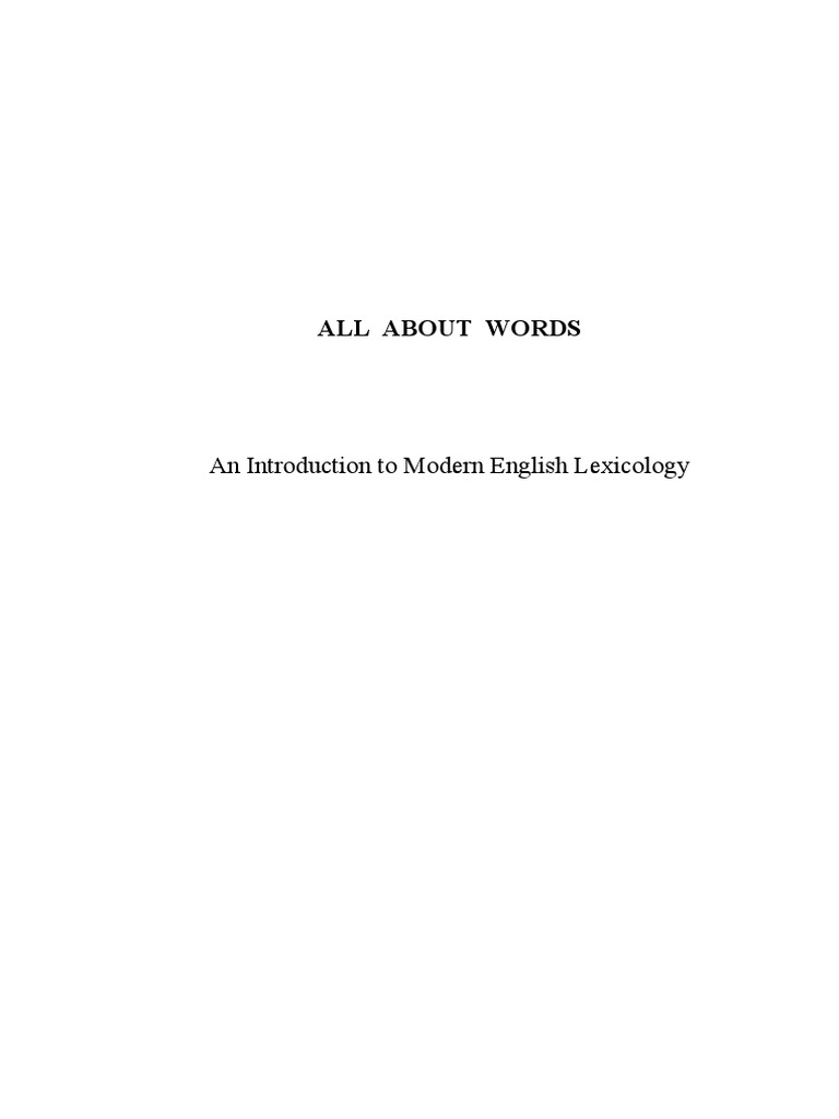 ALL ABOUT WORDS - Total, PDF, Lexicology