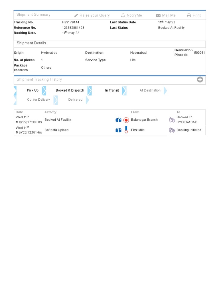 DTDC Shipment Tracking Details | PDF