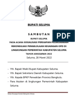 Pidato Pembukaan Sosialisasi Rekonsiliasi Pengelolaan Keuangan Ta 2022