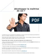 Comment Developper La Maitrise de Soi