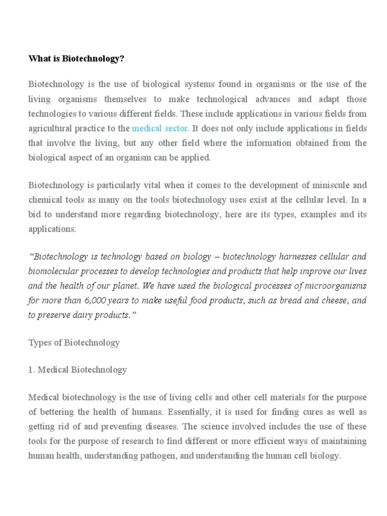 Medical Sector | PDF | Biotechnology | Genetically Modified Food
