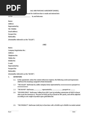 Sale and Purchase Agreement