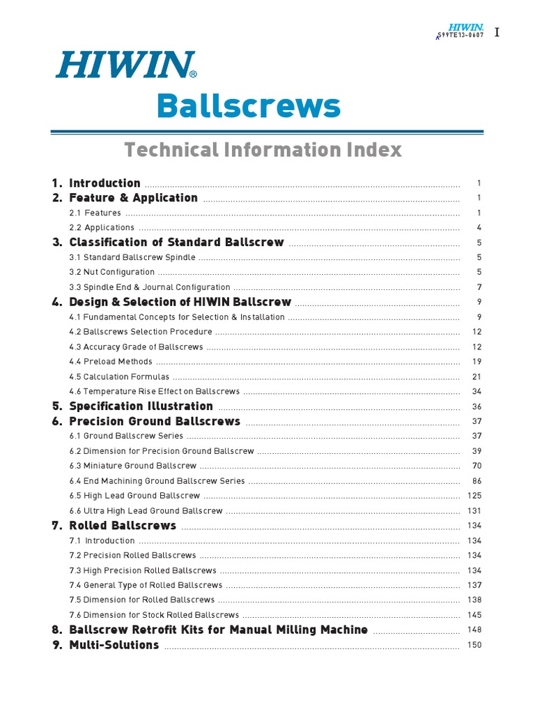Hiwin Ballscrew Catalogue PDF Machines Manufactured Goods