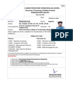 (University of Technology of Madhya Pradesh) : Examination Admit Card (Eac) May-June-2022