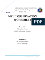 MY1 Observation Worksheet: Saint Mary'S Angels College of Pampanga