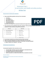 Assessment Task 1 SITXWHS003 Implement and Monitor Work Health and Safety Practices Written Test