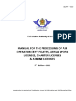Manual For The Processing of Air Operator Certificates, Aerial Work Licenses, Charter Licenses & Airline Licenses