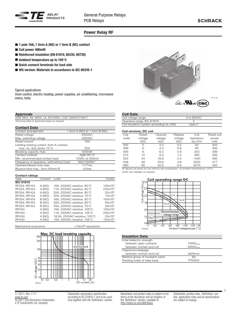 Schrack Power Relay RF: General Purpose Relays PCB Relays | PDF | Relay ...