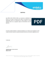 Certificacion de Contrato de Apreiodizaje Emtelco