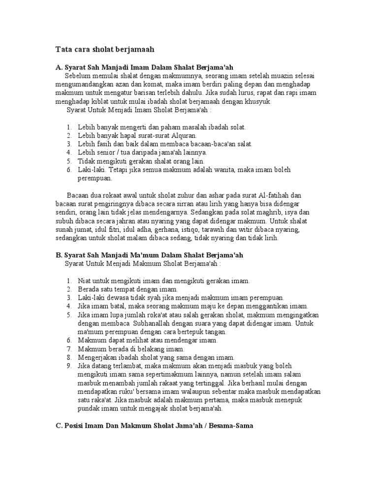 Tata Cara Sholat Berjamaah Pdf