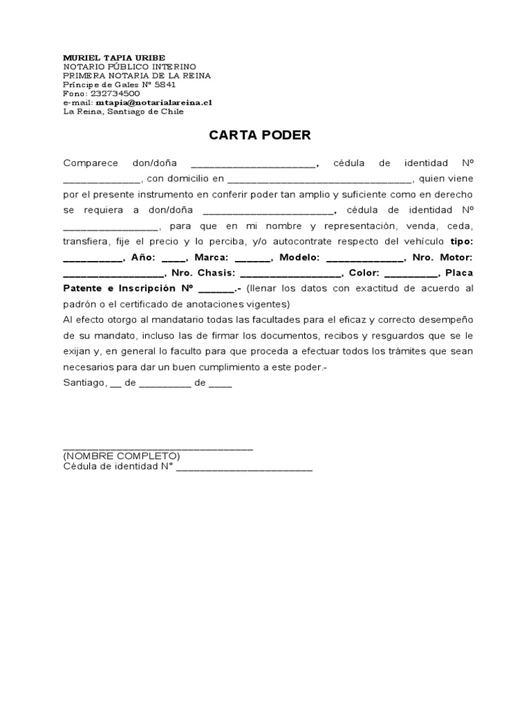 Poder para Venta de Vehículo | PDF | Negocios