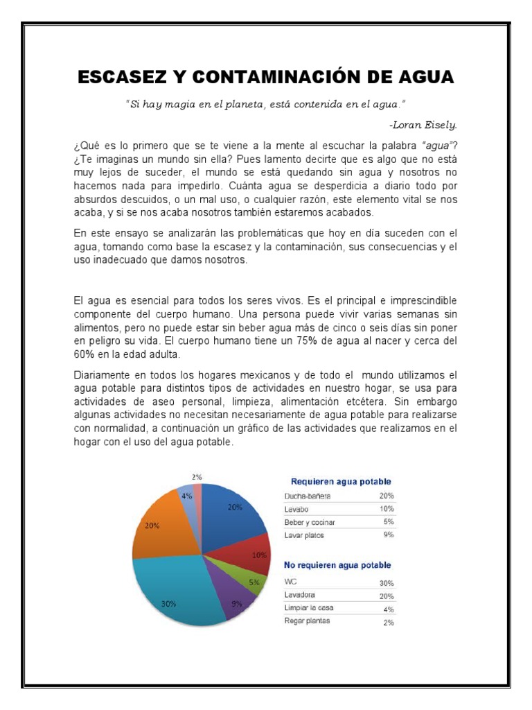 Escasez y Contaminación de Agua | PDF | Agua | Contaminación