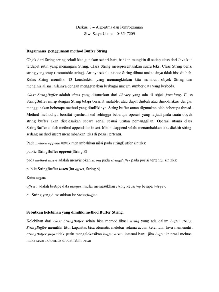 Penggunaan StringBuffer di Java | PDF | Komputer