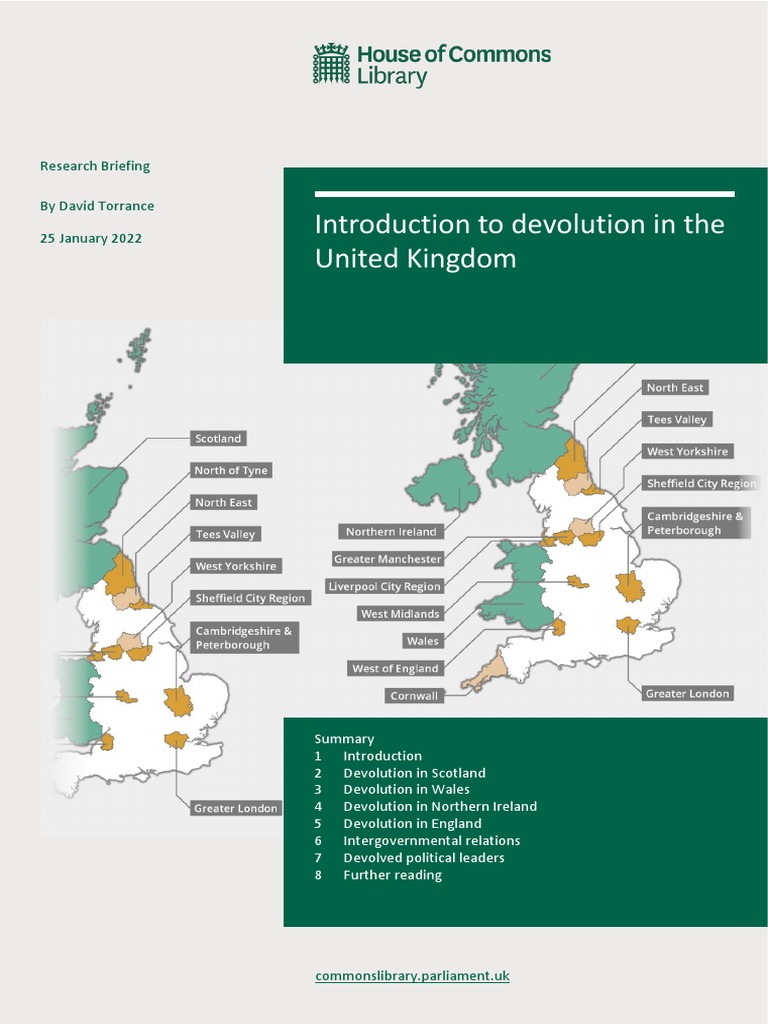Introduction To Devolution in The United Kingdom: Research Briefing by ...