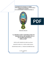 La Producción Y Exportación No Tradicional de Madera en La Economía Boliviana 1998 AL 2015