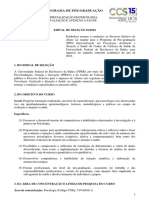 Processo Seletivo Pós-Graduação Psicologia Saúde UFRB