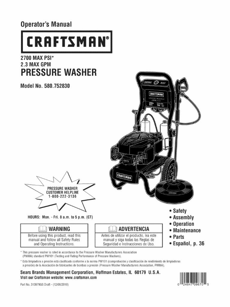 Craftsman 2700psi Pressure Washer | PDF