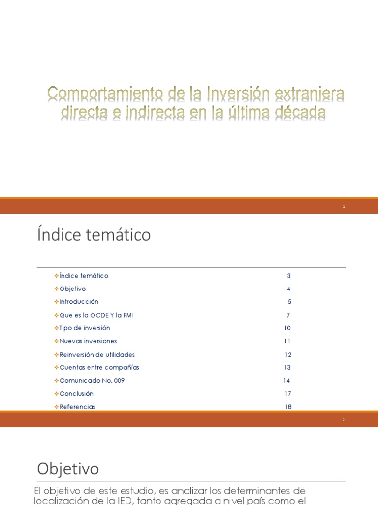 Comportamiento de La Inversión Extranjera Directa e Indirecta en La ...