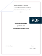 Informe Sobre Aspectos Socioeconómicos Que Inciden en Las Organizaciones