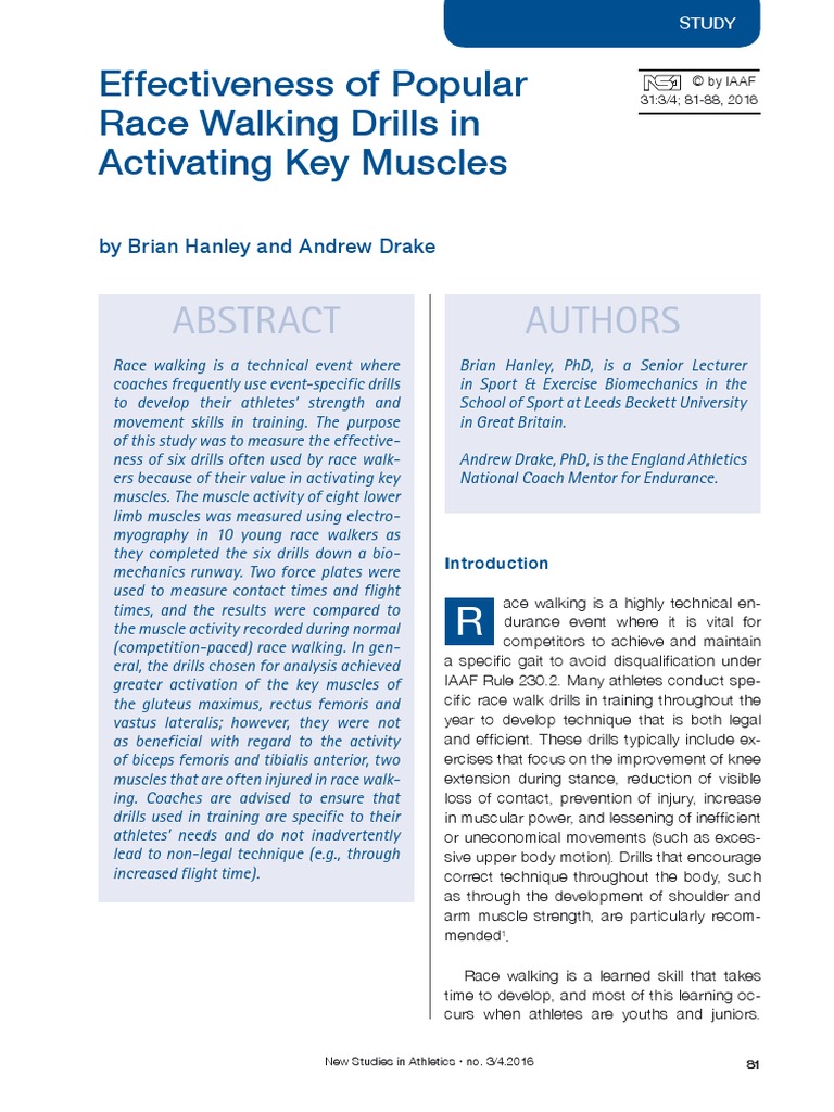 Effectiveness of Popular Race Walking Drills | PDF | Human Leg | Foot