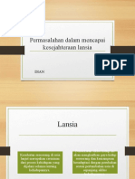 Permasalahan Dalam Mencapai Kesejahteraan Lansia