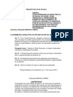 Projeto de Lei Nº 481/2011 - Obriga as maternidades fornecerem cartilha contendo o estatuto da criança e adolescente