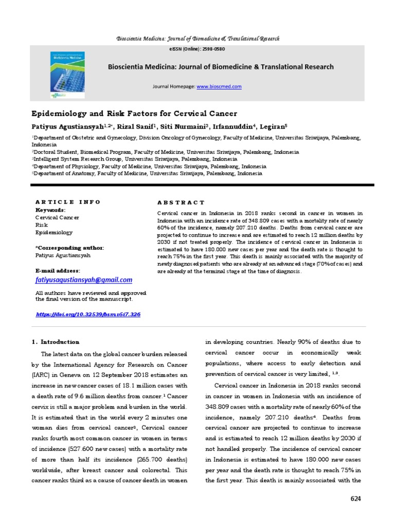 Cervical Cancer Epidemiology in Indonesia | PDF | Cervical Cancer | Cancer
