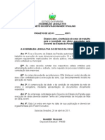 Projeto de Lei #138.2011 - Dispõe Sobre A Instituição de Cotas de Trabalho para A Juventude Nas Obras Executadas Pelo Governo Do Estado Da Paraíba.