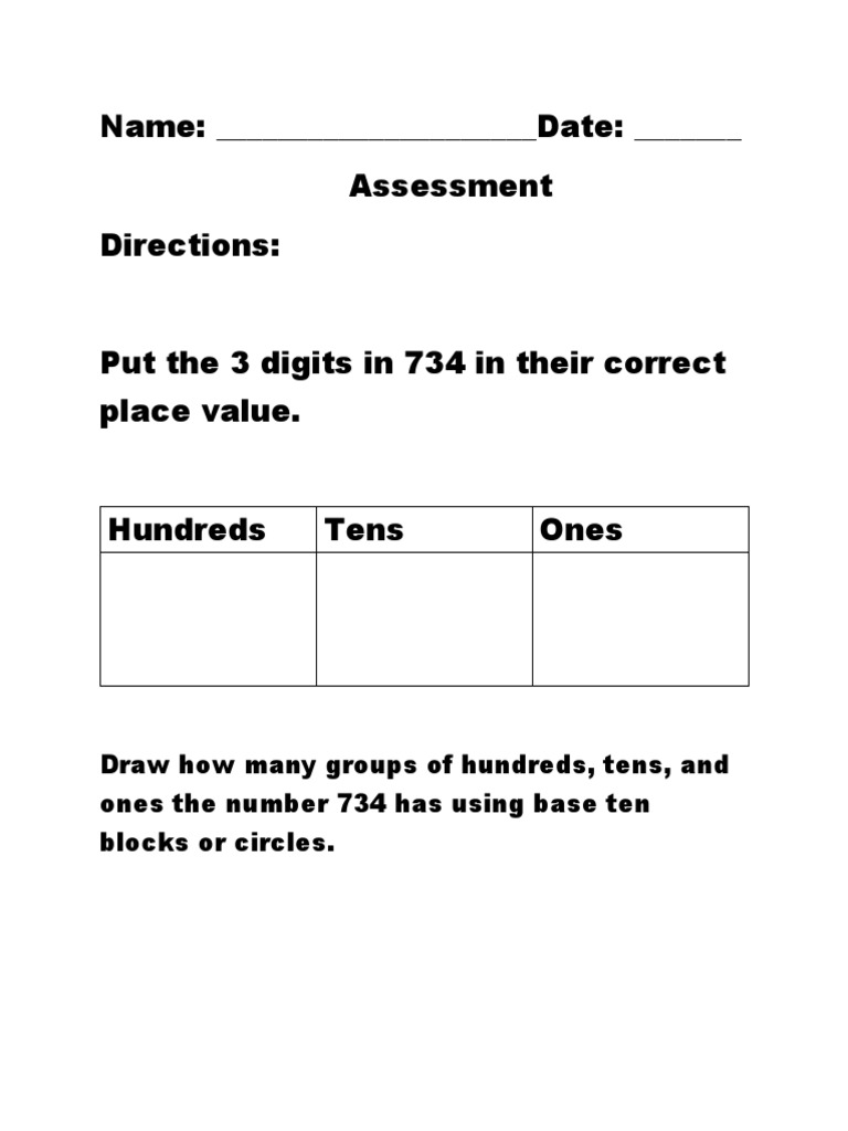 First Grade Assessment Pdf