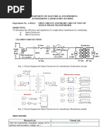 Engineering Laboratory (En19003) Experiment No. 4 (Ee2) : Open Circuit and Short Circuit Test of Single Phase Transformer