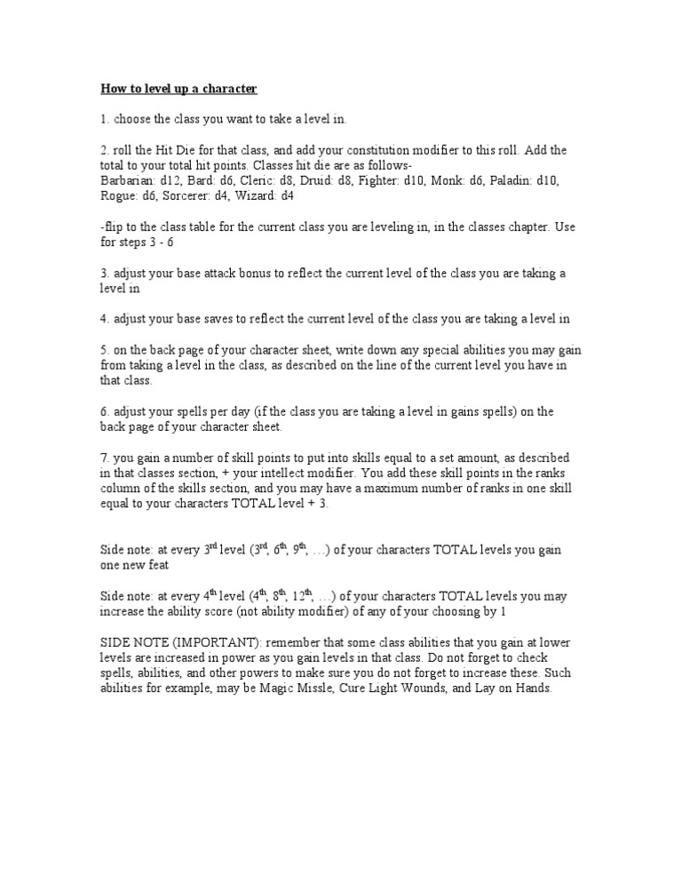 RPG Character Leveling Guide | PDF