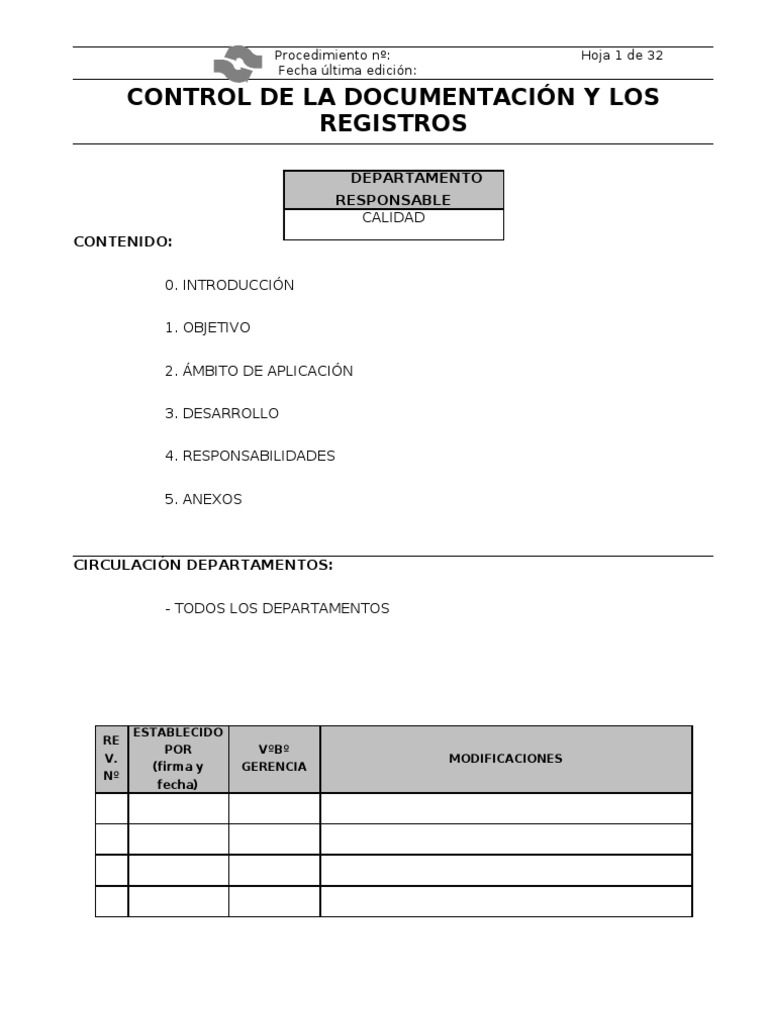 Procedimiento Control de Documentos y Registros | Descargar gratis PDF ...