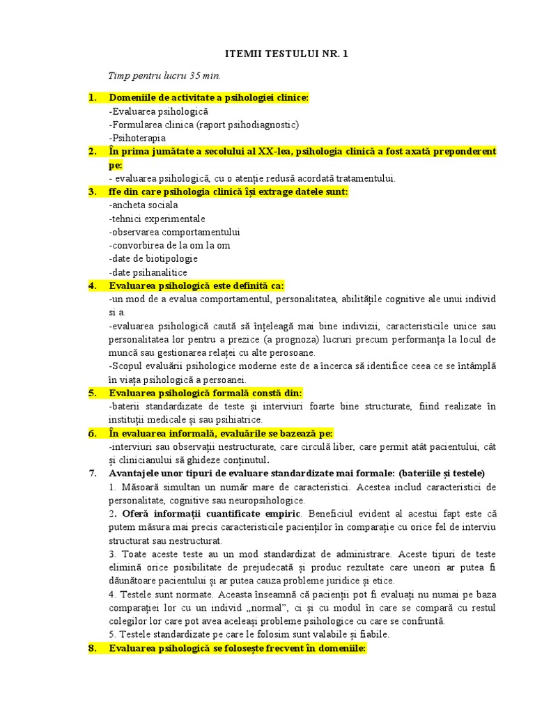Itemi Test 1 Ps Clinică-61681 | PDF