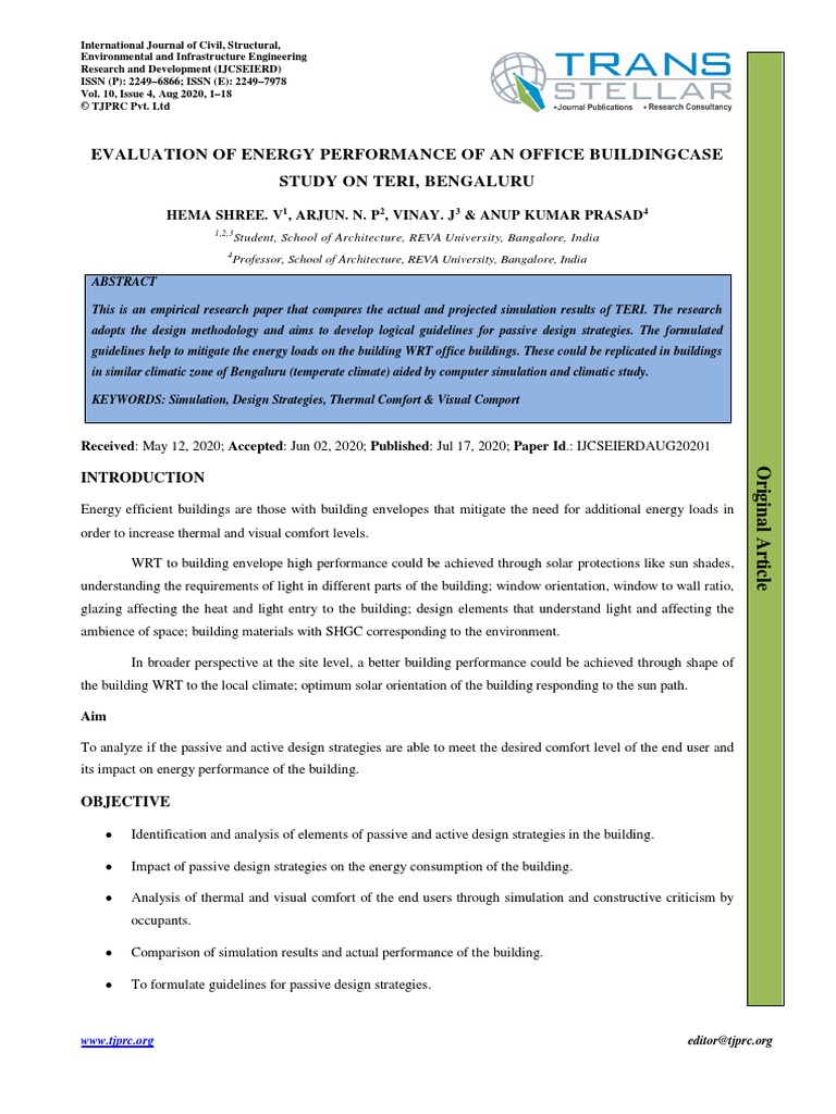 Evaluation of Energy Performance of An Office Buildingcase Study On ...