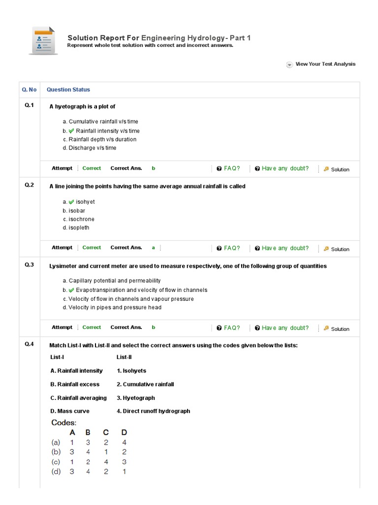 Solution Report For: Engineering Hydrology Part 1 | PDF | Drainage ...