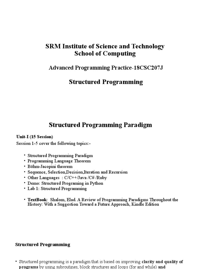 SRM Institute of Science and Technology School of Computing: Advanced ... image.